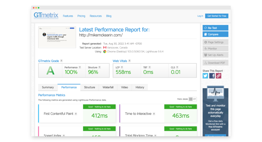 GTmetrix Website Speed Optimization