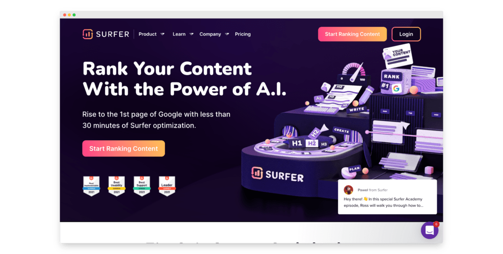 SurferSEO AI Content Tool for SEO