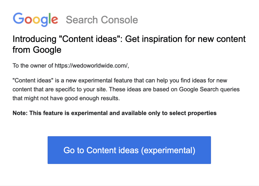 google search console content ideas